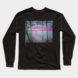 Lake Sunset-Colour Embossed -Available As Art Prints-Mugs,Cases,Duvets,T Shirts,Stickers,etc Long Sleeve T-Shirt